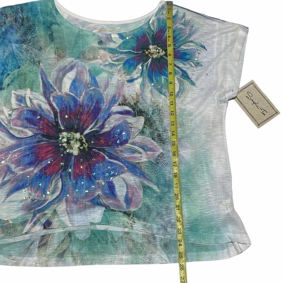 SIMPLICI-TEE Floral Multicolor Short Sleeve Blouse - Picture 8 of 12
